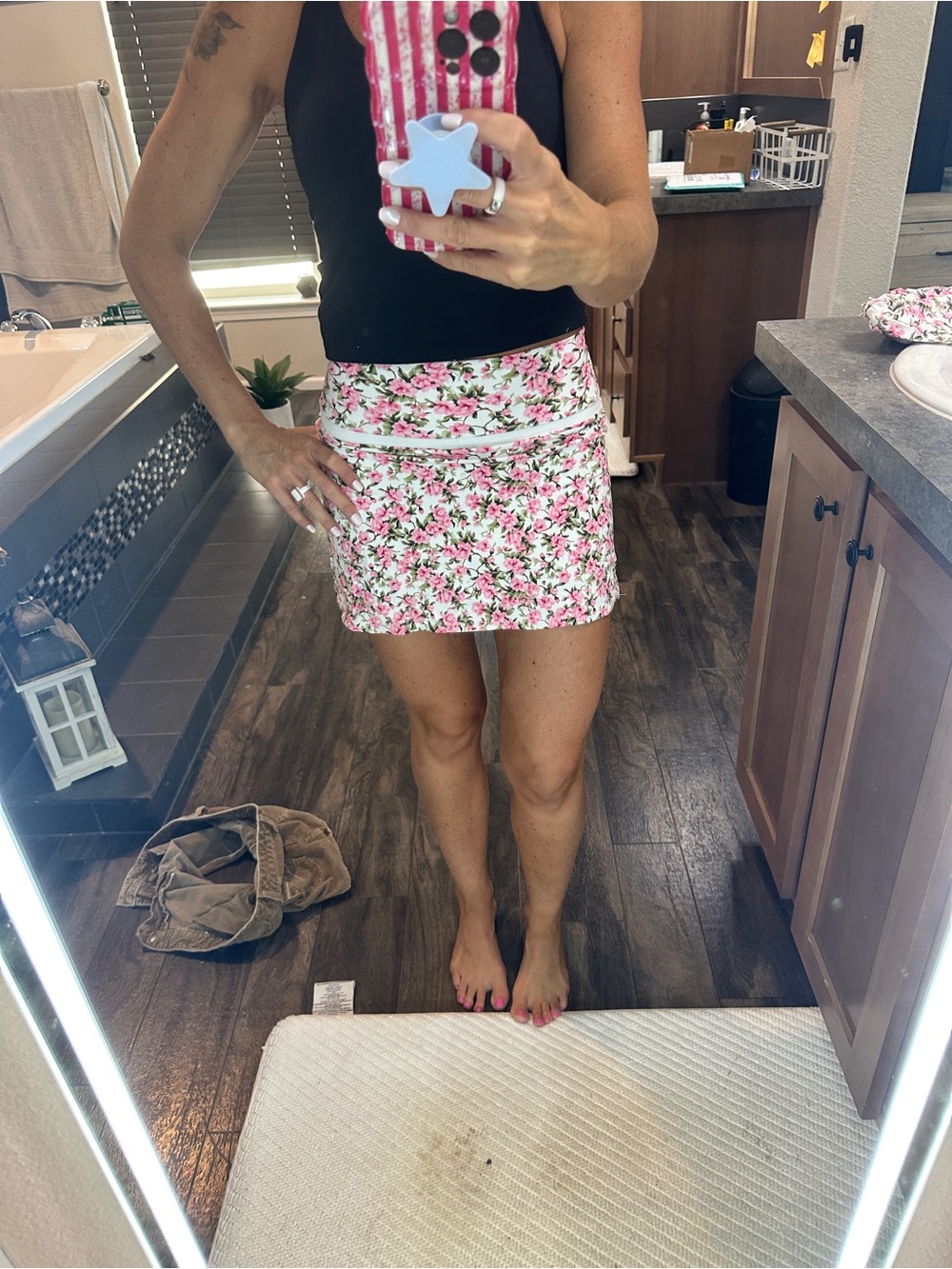 Pink Floral Women's Tennis Skort with Built-In Shorts